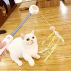 Cat Teaser Wand Retractable Feather & Tassel Heads