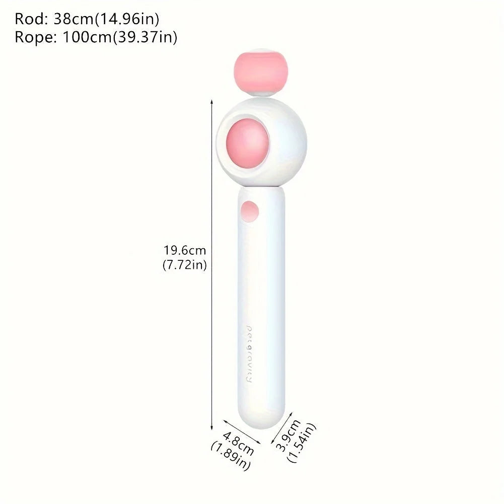 Cat Teaser Wand Retractable Feather & Tassel Heads
