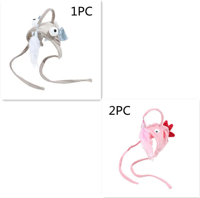 Cat Toy Hands-Free Feather Teaser Adjustable Fit