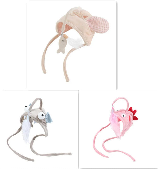 Cat Toy Hands-Free Feather Teaser Adjustable Fit