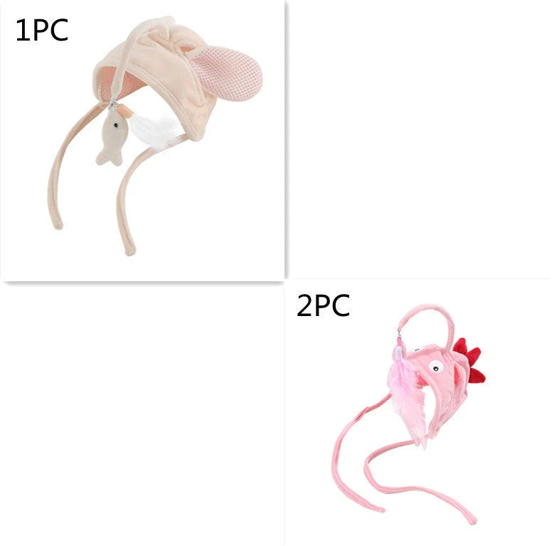 Cat Toy Hands-Free Feather Teaser Adjustable Fit