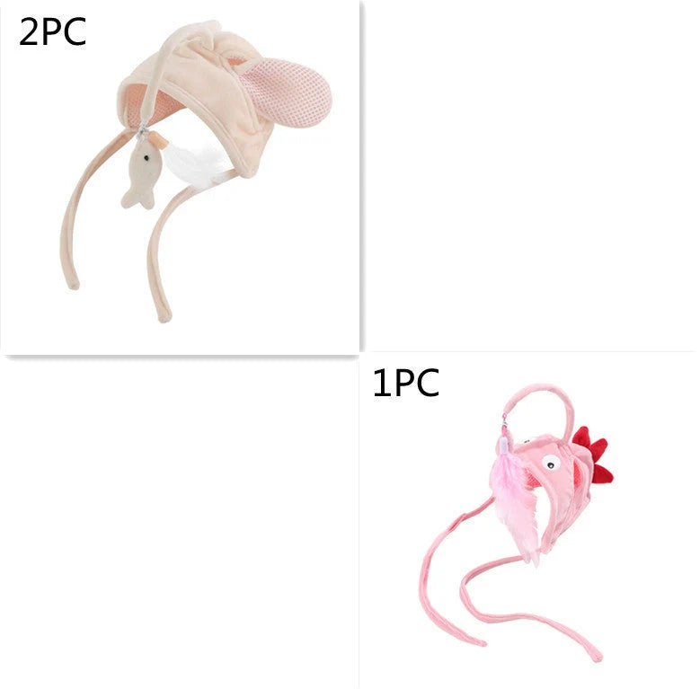 Cat Toy Hands-Free Feather Teaser Adjustable Fit