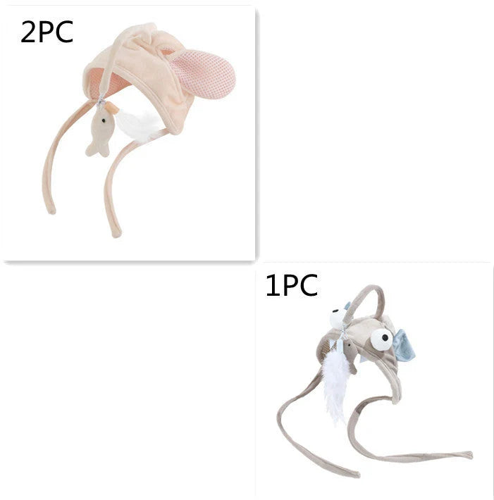 Cat Toy Hands-Free Feather Teaser Adjustable Fit