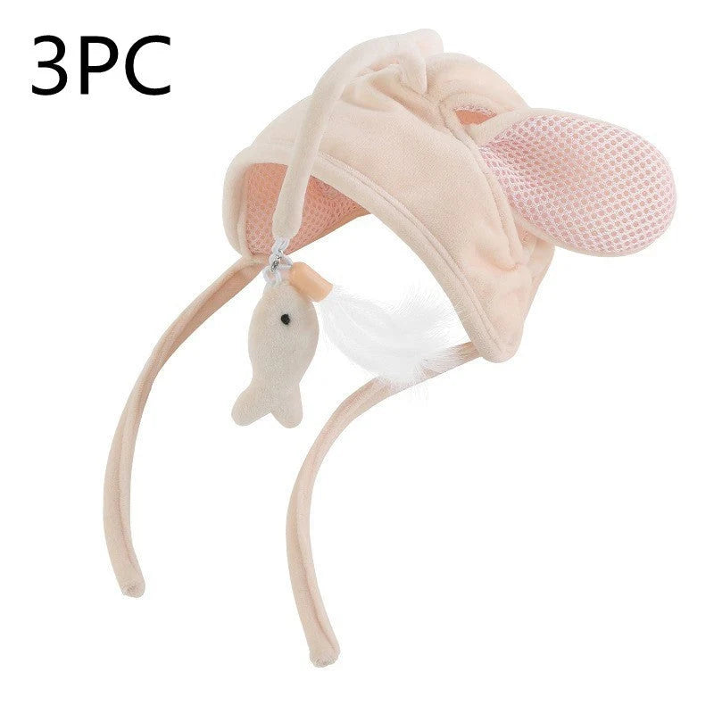 Cat Toy Hands-Free Feather Teaser Adjustable Fit
