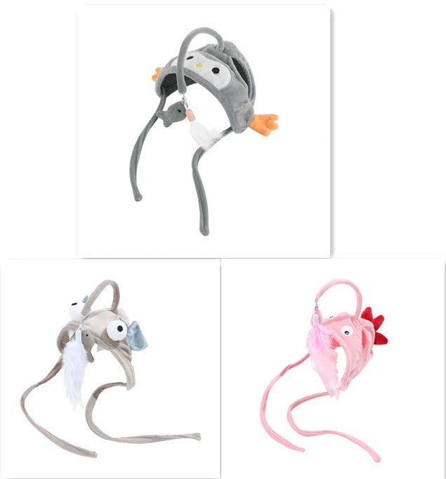 Cat Toy Hands-Free Feather Teaser Adjustable Fit