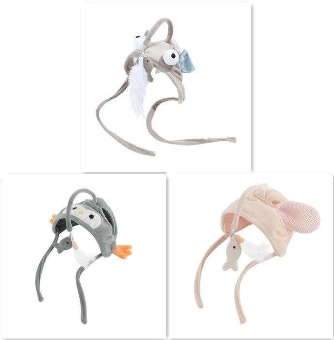 Cat Toy Hands-Free Feather Teaser Adjustable Fit