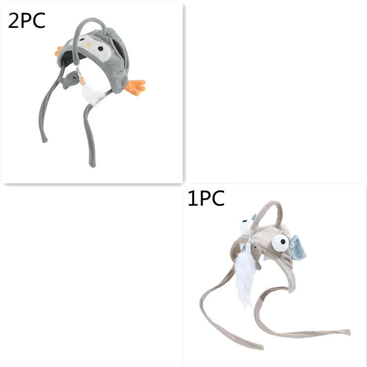 Cat Toy Hands-Free Feather Teaser Adjustable Fit