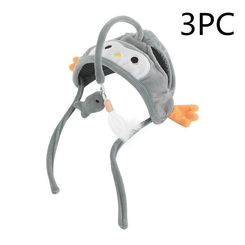 Cat Toy Hands-Free Feather Teaser Adjustable Fit