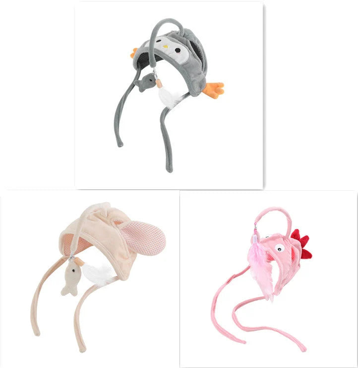 Cat Toy Hands-Free Feather Teaser Adjustable Fit