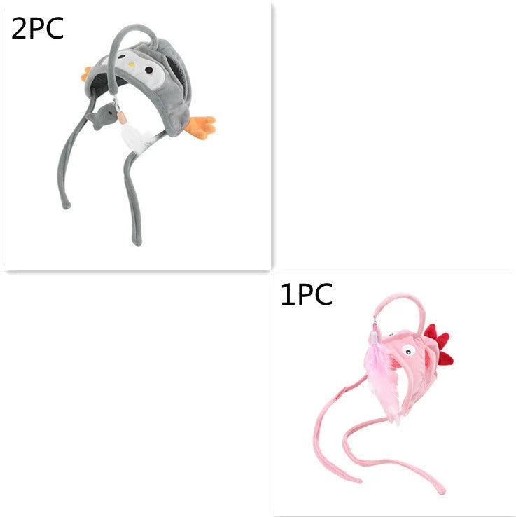 Cat Toy Hands-Free Feather Teaser Adjustable Fit