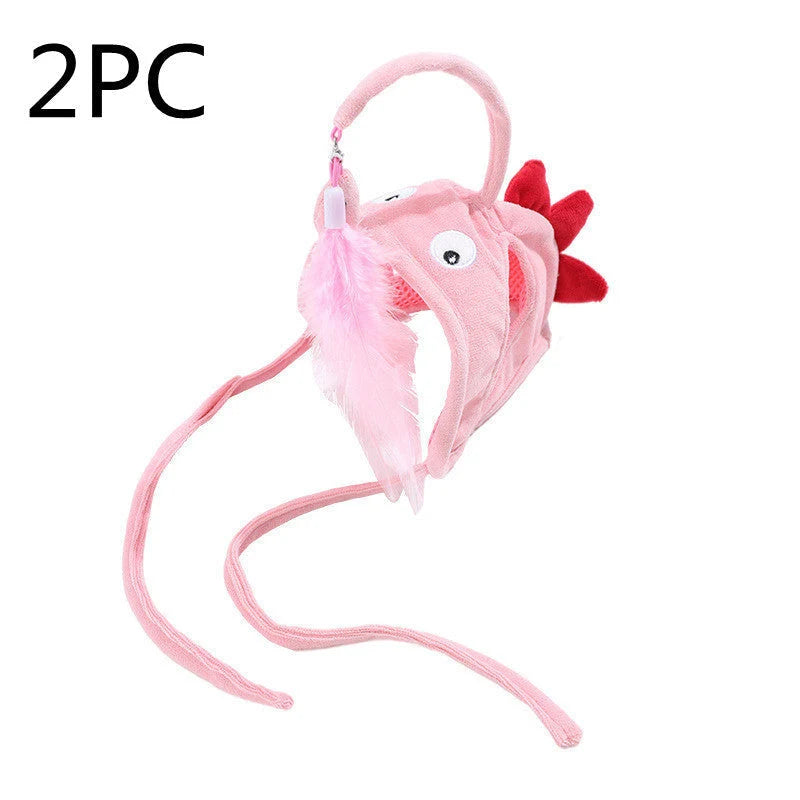 Cat Toy Hands-Free Feather Teaser Adjustable Fit