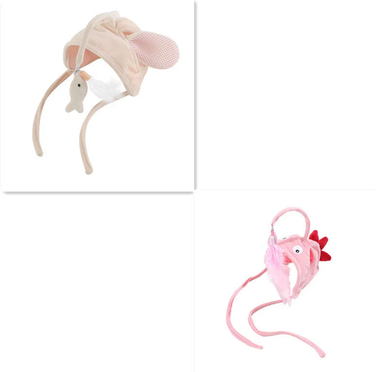 Cat Toy Hands-Free Feather Teaser Adjustable Fit