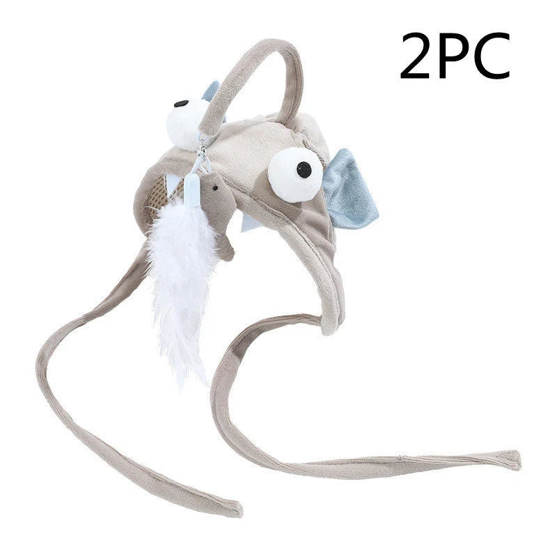 Cat Toy Hands-Free Feather Teaser Adjustable Fit