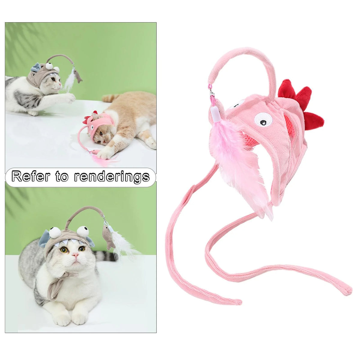 Cat Toy Hands-Free Feather Teaser Adjustable Fit