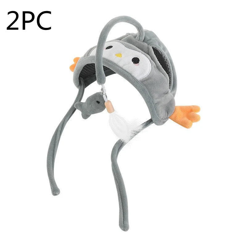 Cat Toy Hands-Free Feather Teaser Adjustable Fit