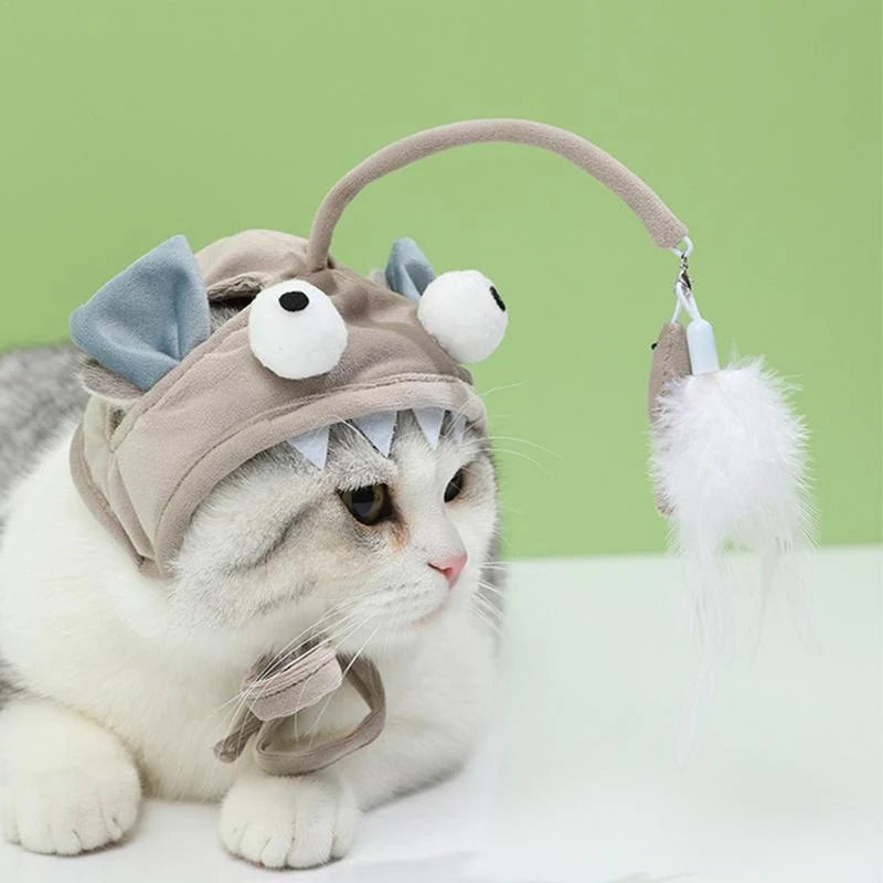Cat Toy Hands-Free Feather Teaser Adjustable Fit