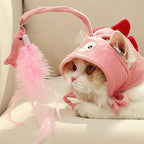 Cat Toy Hands-Free Feather Teaser Adjustable Fit