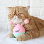 Cat Toy Interactive Rubber Tumbler Replaceable Pompoms