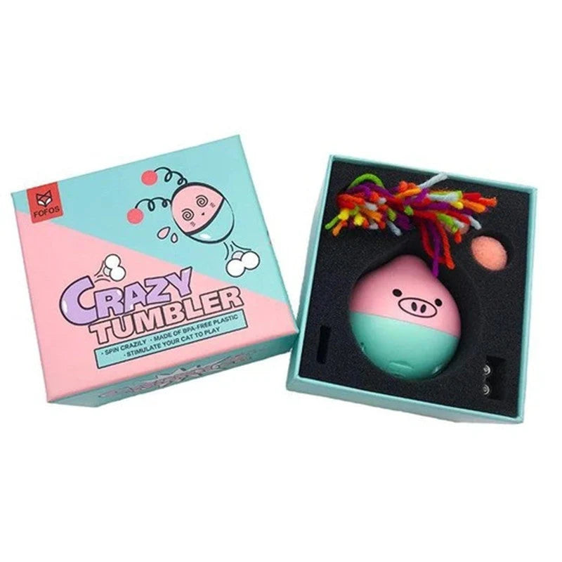 Cat Toy Interactive Rubber Tumbler Replaceable Pompoms