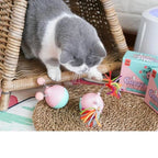 Cat Toy Interactive Rubber Tumbler Replaceable Pompoms