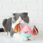 Cat Toy Interactive Rubber Tumbler Replaceable Pompoms
