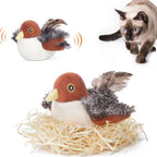 Cat Toy Realistic Bird Sounds Durable Plush No Batteries