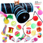 Cat Toy Set 22-Piece Foldable Tunnel & Feather Wands