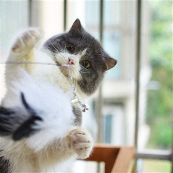 Cat Toy Telescopic Wand 80cm Reach Interchangeable Heads