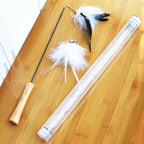Cat Toy Telescopic Wand 80cm Reach Interchangeable Heads