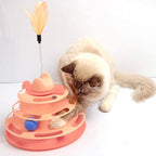 Cat Toy Tower Multi-Level Turntable & Spring Wand