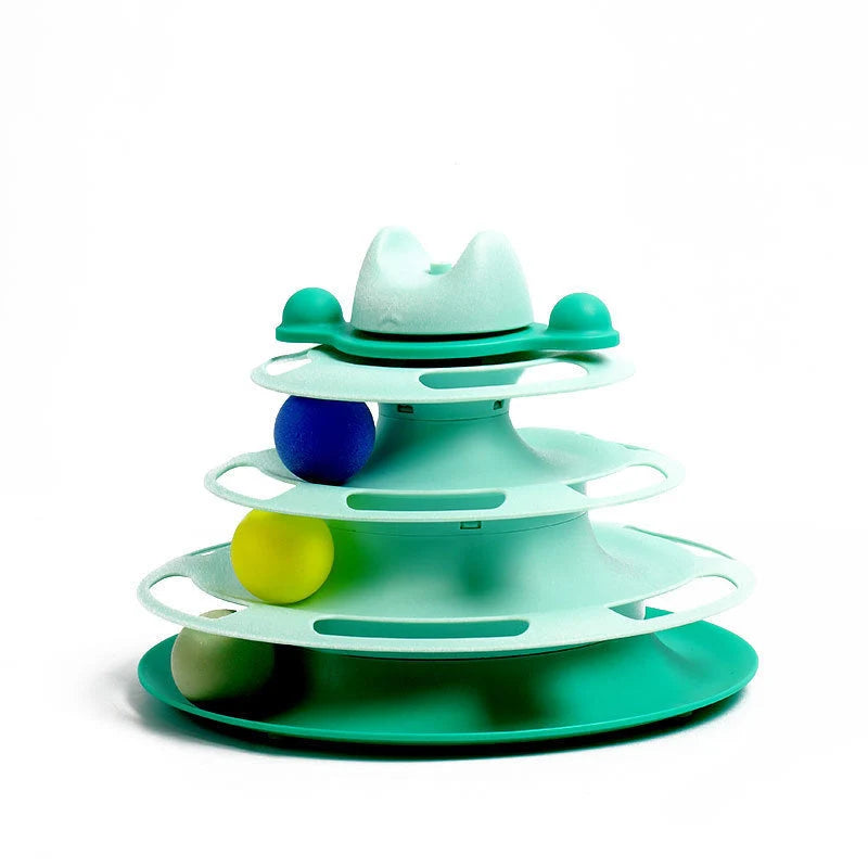 Cat Toy Tower Multi-Level Turntable & Spring Wand
