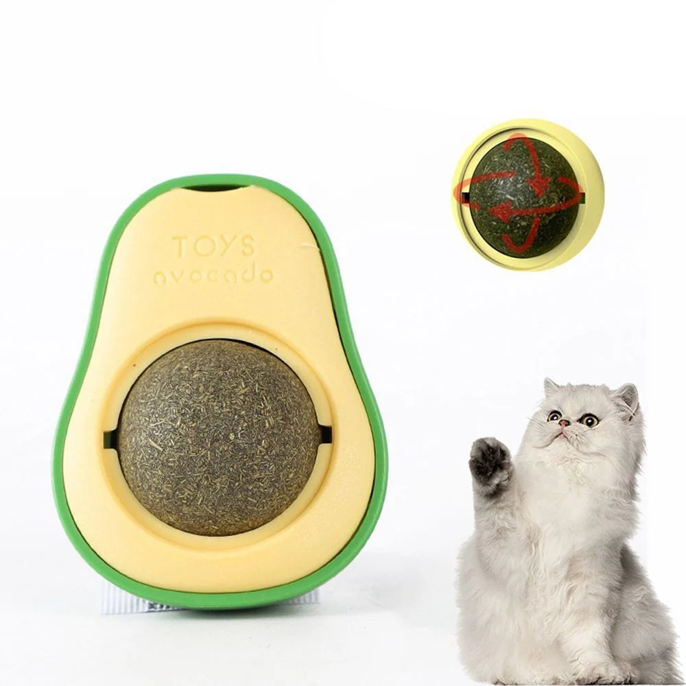 Cat Toy Wall-Mount Rotating Silvervine Ball Catnip