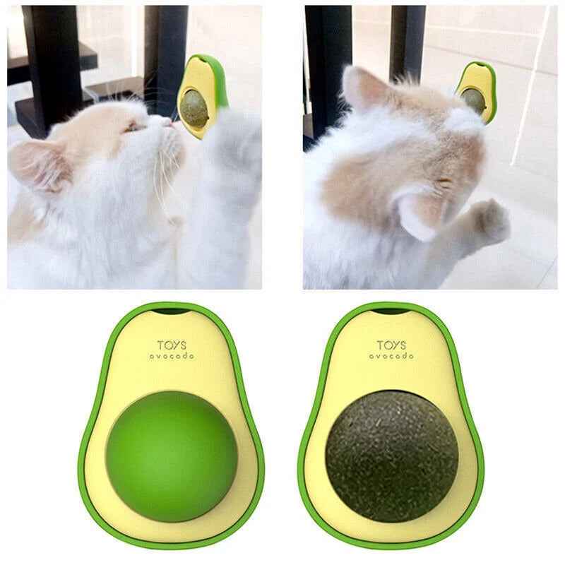 Cat Toy Wall-Mount Rotating Silvervine Ball Catnip