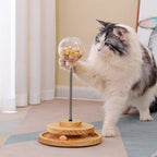 Cat Treat Dispenser Solid Wood Adjustable Portion Control