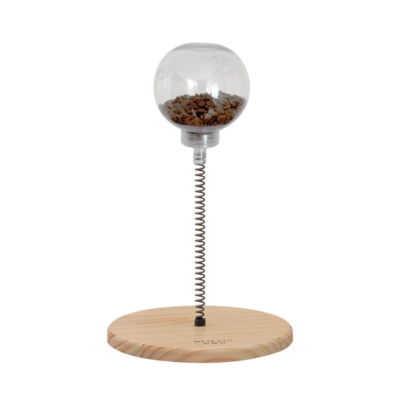 Cat Treat Dispenser Solid Wood Adjustable Portion Control