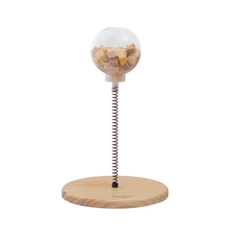 Cat Treat Dispenser Solid Wood Adjustable Portion Control