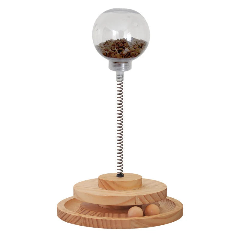 Cat Treat Dispenser Solid Wood Adjustable Portion Control
