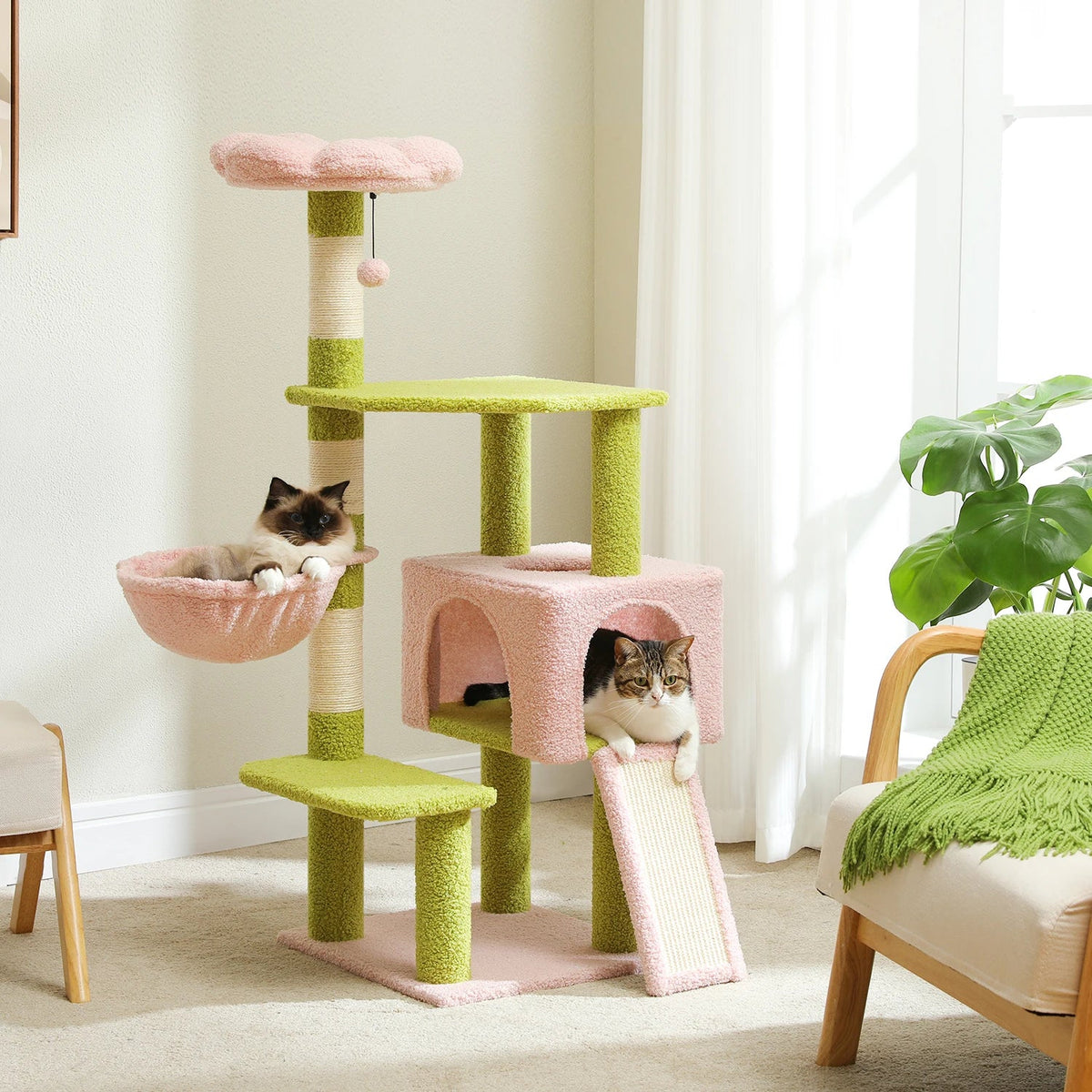 Cat Tree Multi-Level Flower Design Sisal Scratching Posts