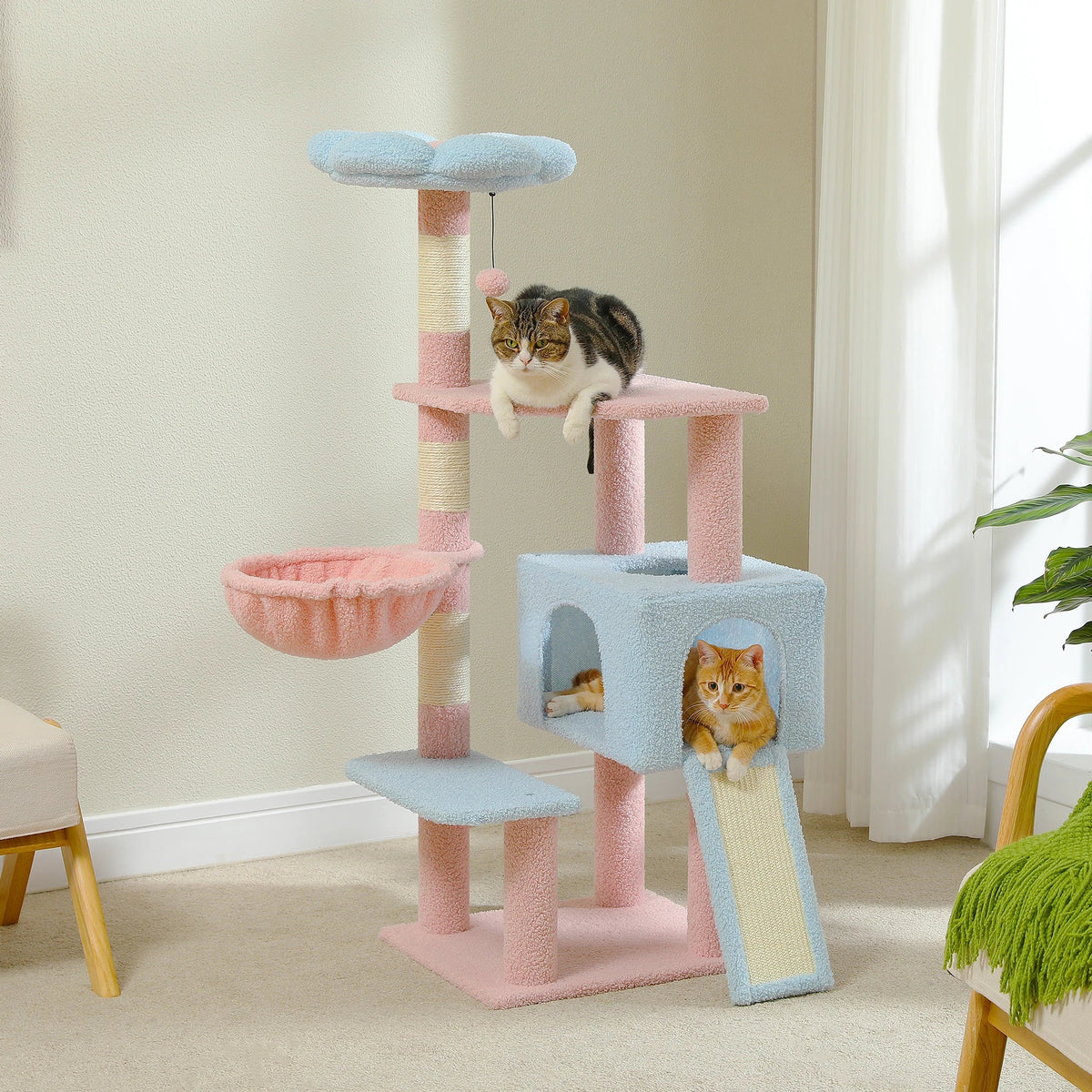 Cat Tree Multi-Level Flower Design Sisal Scratching Posts