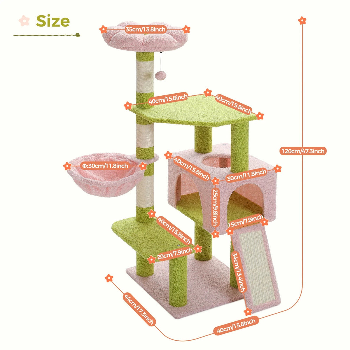 Cat Tree Multi-Level Flower Design Sisal Scratching Posts