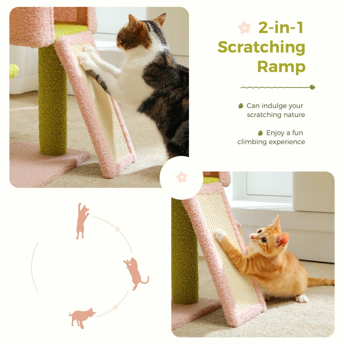 Cat Tree Multi-Level Flower Design Sisal Scratching Posts
