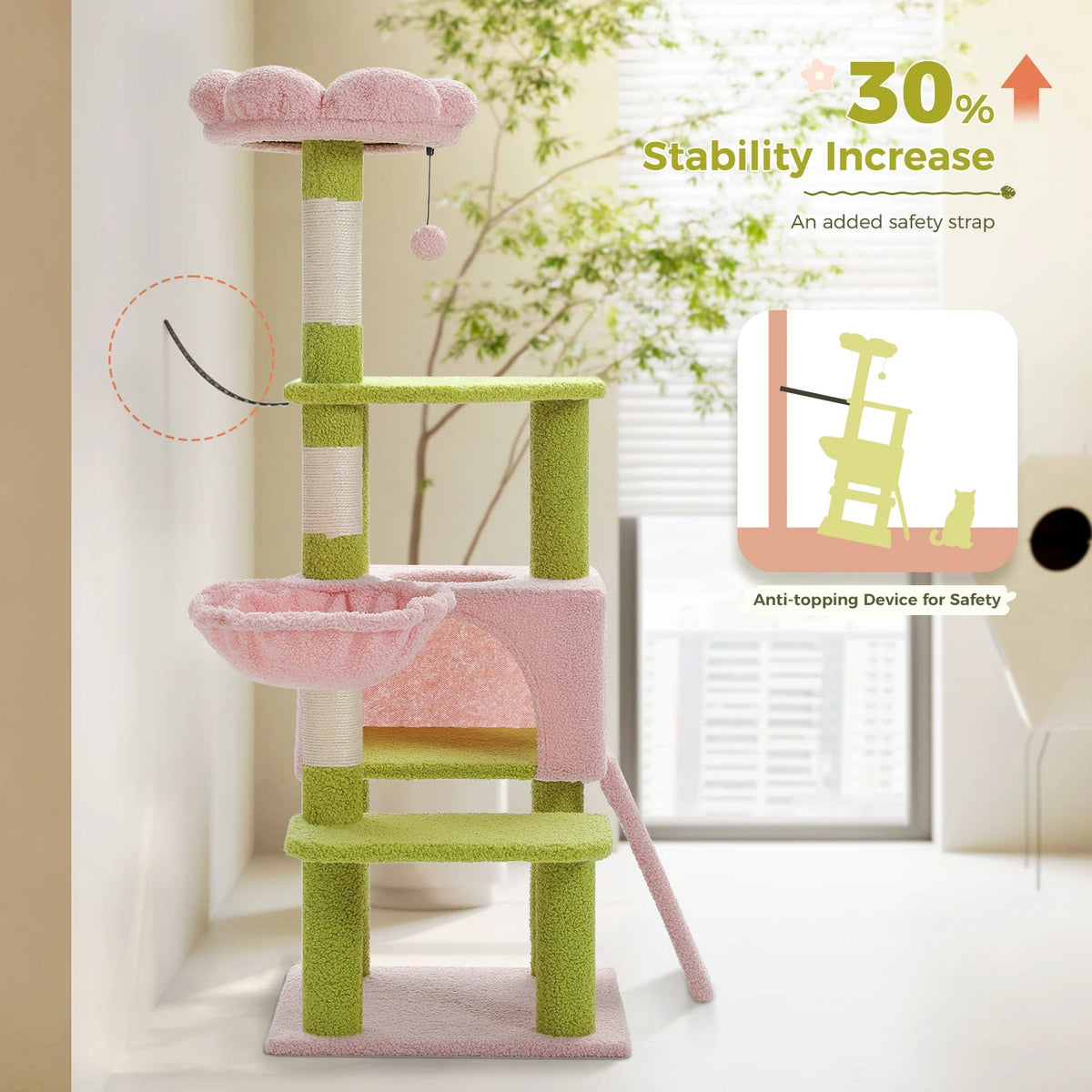Cat Tree Multi-Level Flower Design Sisal Scratching Posts