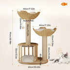 Cat Tree Solid Wood Sisal Scratching Posts Woven Baskets