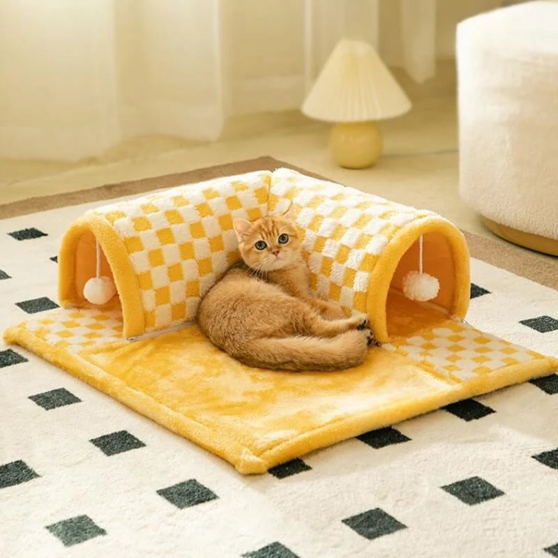 Cat Tunnel Bed 2-in-1 Plush Removable & Machine-Washable Cover
