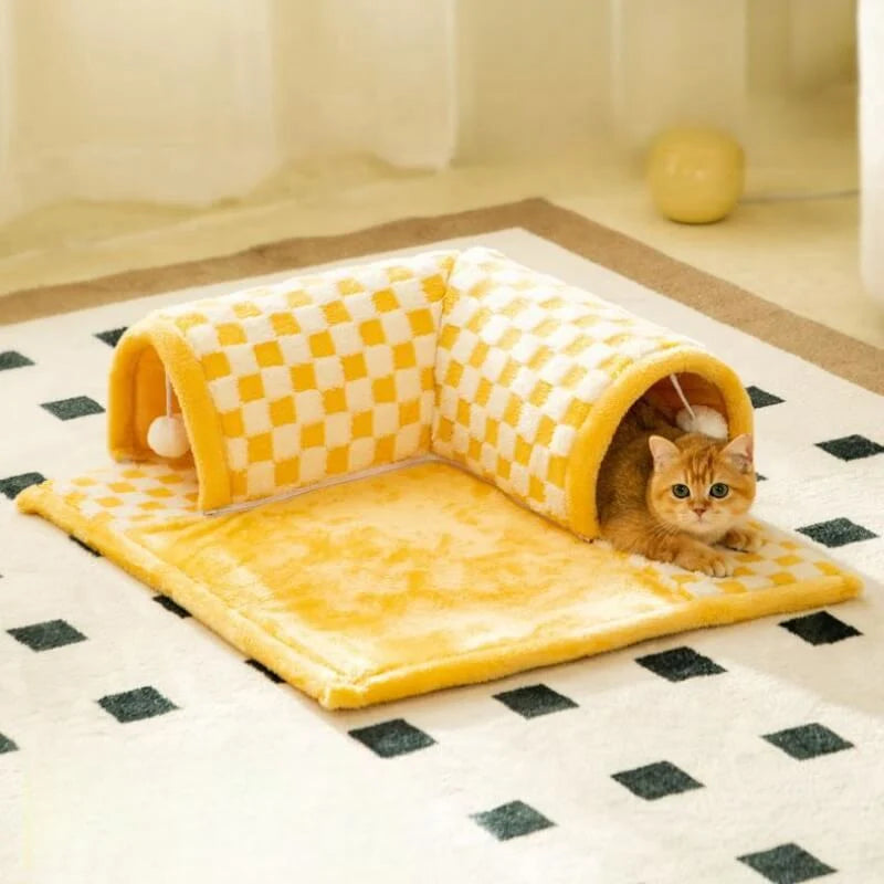 Cat Tunnel Bed 2-in-1 Plush Removable & Machine-Washable Cover