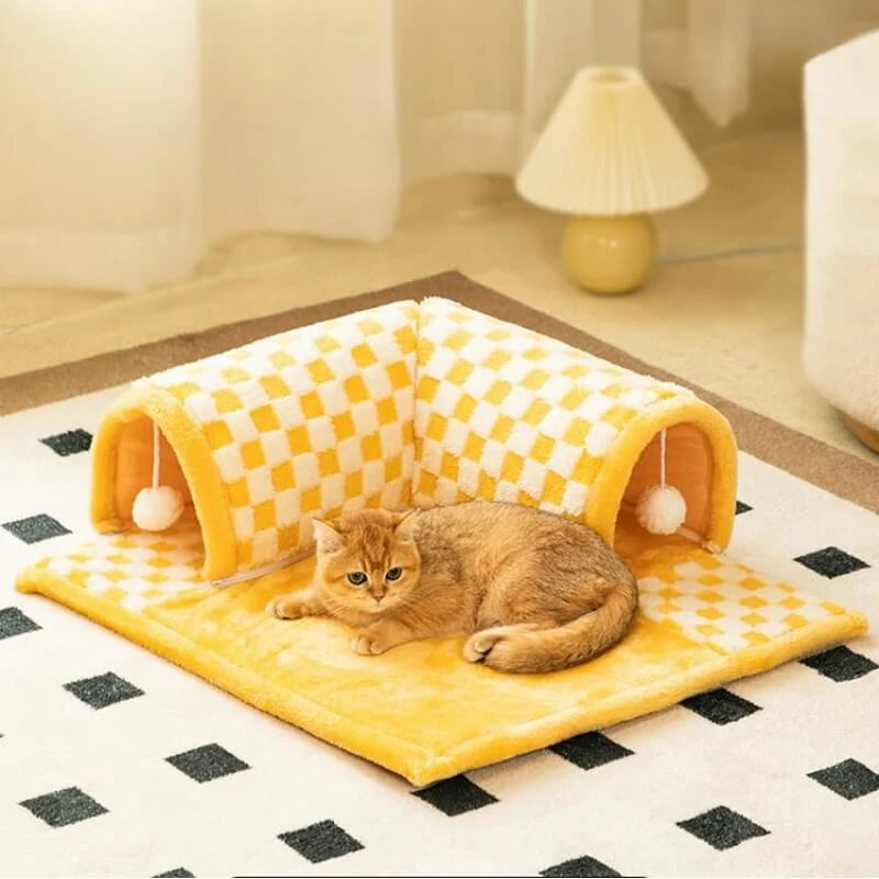 Cat Tunnel Bed 2-in-1 Plush Removable & Machine-Washable Cover