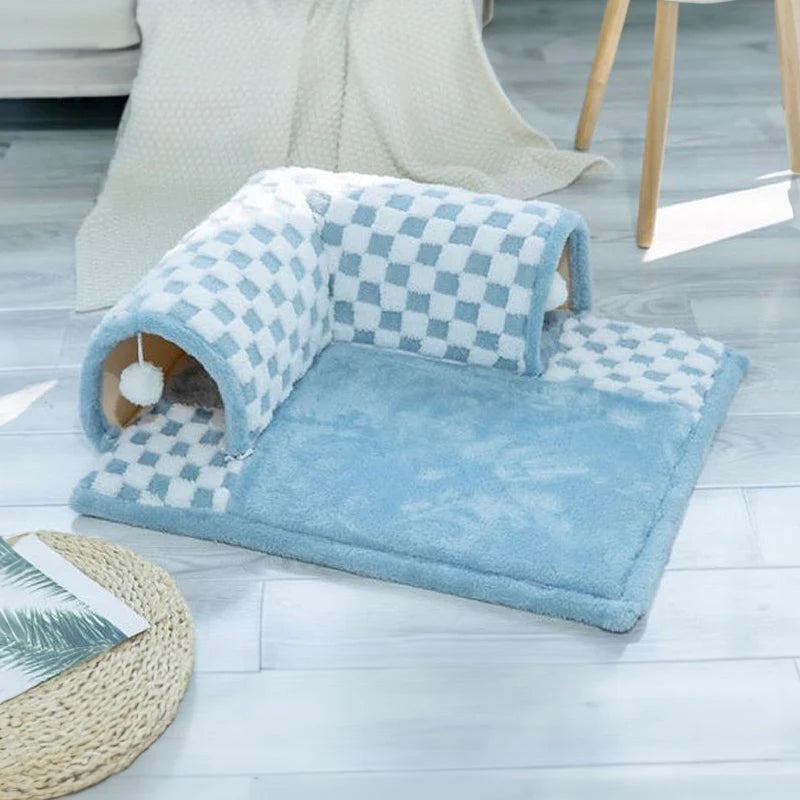Cat Tunnel Bed 2-in-1 Plush Removable & Machine-Washable Cover