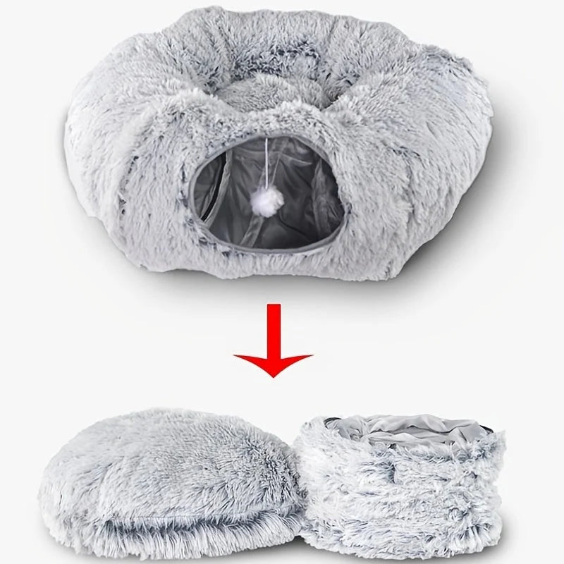 Cat Tunnel Bed Plush & Foldable 25.6 Inch