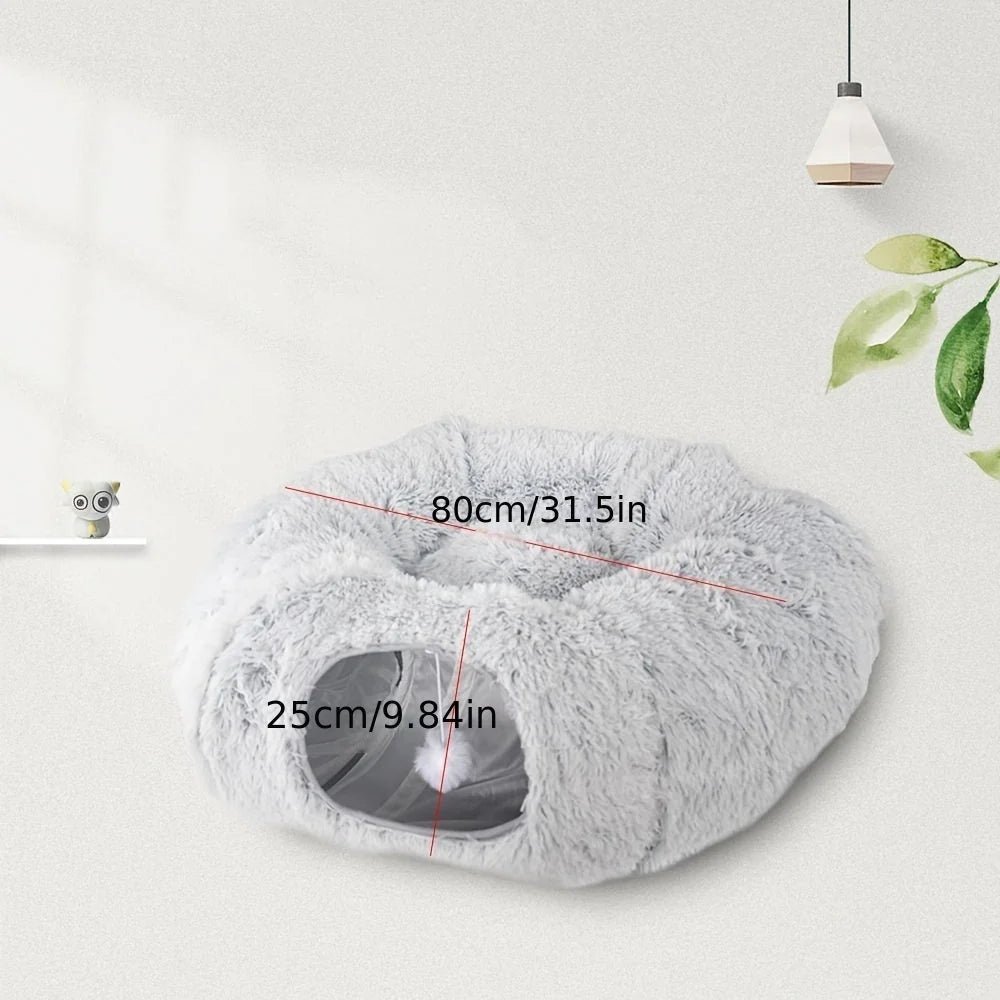 Cat Tunnel Bed Plush & Foldable 25.6 Inch