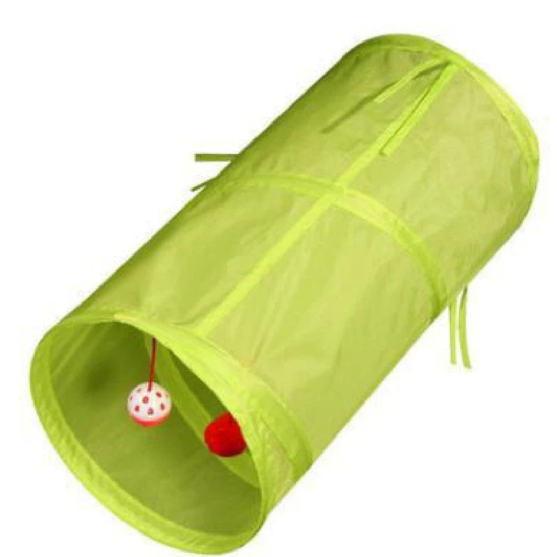 Cat Tunnel Collapsible Polyester With Hanging Ball